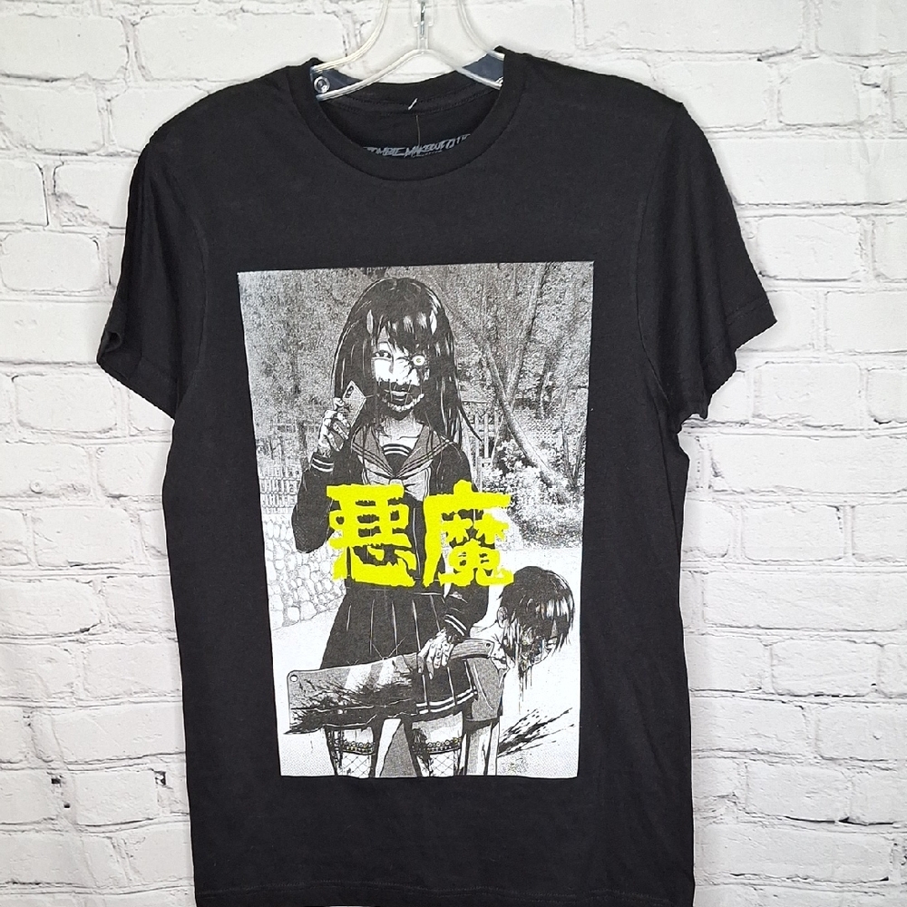 NWT Zombie Makeout Club Black Neon Green Graphic Anime Gore Tee Sz Small